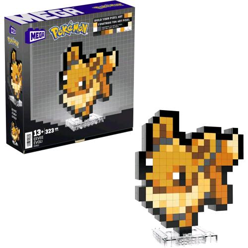 MATTEL MEGA POKEMON SHOWCASE EEVEE SET IN STILE RETRO' PIXELATO DA COSTRUIRE