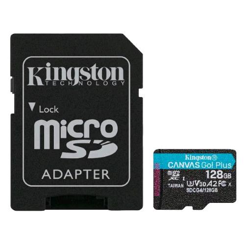 KINGSTON CANVAS GO PLUS 128GB MICROSDXC CON ADATTATORE CL10 A2 U3 V30 200MB/s