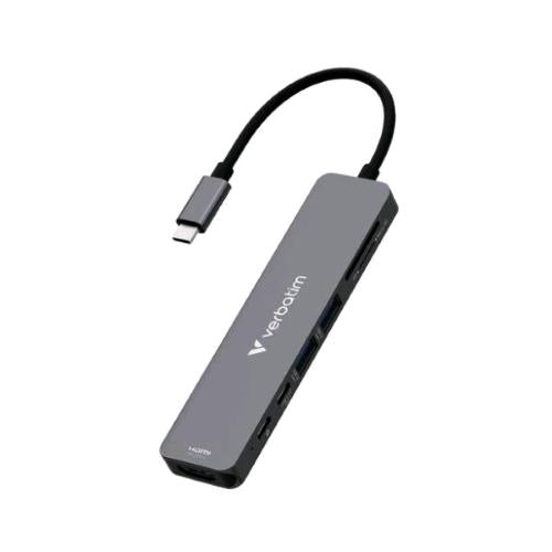 VERBATIM HUB 7 PORTE 7 IN 1 PD 100 W 2x USB 3.2 Gen 1 SuperSpeed (5 Gbps) Type-A