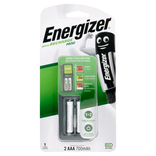 ENERGIZER CH2PC4 RECHARGE MINI CARICABATTERIE PER BATTERIE RICARICABILI + 2 BATT