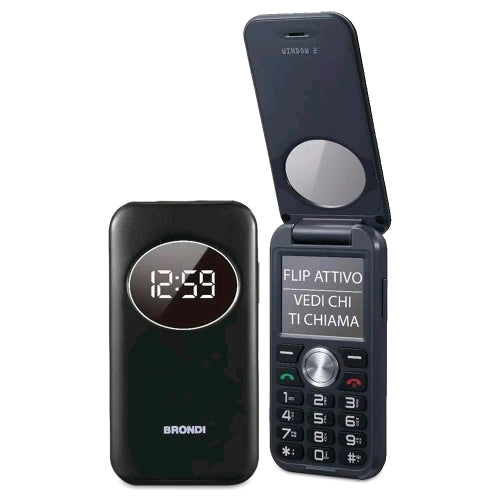 BRONDI WINDOW 2 DUAL SIM 2" CLAMSHELL FLIP ATTIVO FOTOCAMERA RADIO FM TASTI RETR