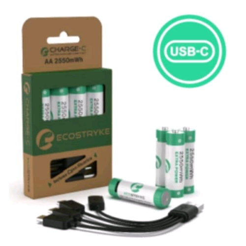 ECOSTRIKE BATTERIE RICARICABILI AL LITIO AAA MINI STILO 1.5 V 600 mAh RICARICA T