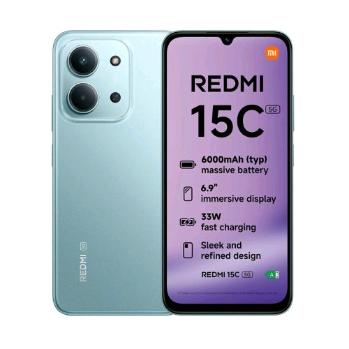 XIAOMI REDMi 15C 5G DUAL SIM 6.9" OCTA CORE 256GB RAM 4GB 5G EUROPA MINT GREEN