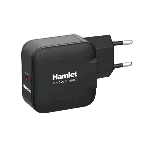 HAMLET CARICABATTERIE DA RETE GaN USB-C PD 65 W NERO