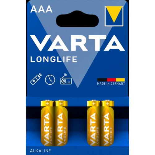 VARTA LONGLIFE BATTERIE ALCALINE MINISTILO AAA IN BLISTER DA 4 Pz. CONF 20 Pz. T