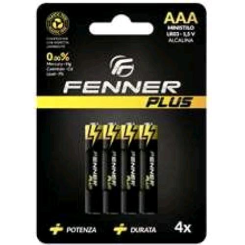 FENNER PLUS FN-LR03 BATTERIE ALCALINE MINISTILO AAA BLISTER DA 4 PZ. CONF 12 Pz.
