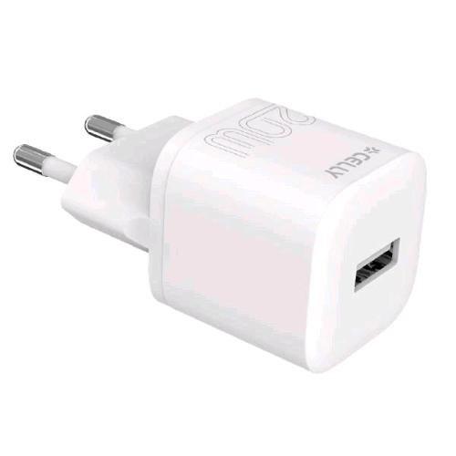 CELLY PROCOMPACT2 CARICABATTERIE DA RETE GaN PD 20 W USB-A BIANCO