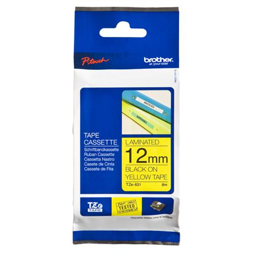 BROTHER TZE631 NASTRO PER ETICHETTATRICE 12MM COLORE GIALLO STAMPA NERO