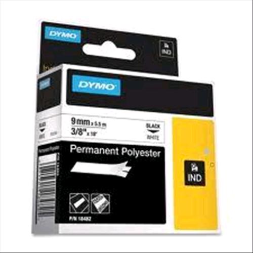 DYMO D1 RHINOPRO NASTRO POLIESTERE 9MMx5.5MT COLORE BIANCO STAMPA NERO (18482)