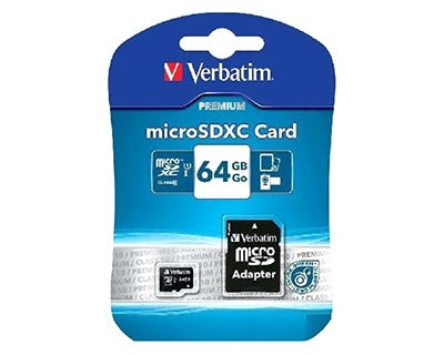 MEMORY CARD MICRO SD/TRANSFLASH 64GB VERBATIM CLASSE 10 44084