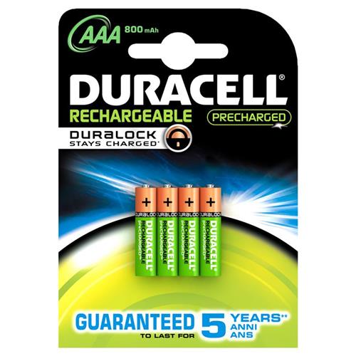 DURACELL AAA PRECHARGED BATTERIE RICARICABILI CON DURALOCK Pz. 4