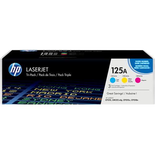 HP 125A LASERJET TONER CARTRIDGE CYAN+YELLOW+MAGENTA TRI-PACK