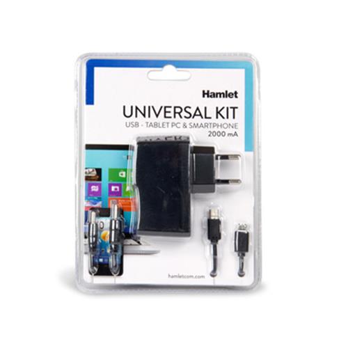 HAMLET XPW220MOB ALIMENTATORE UNIVERSALE 5V 2A USB ADATTATORI MULTIPLI COLORE NE
