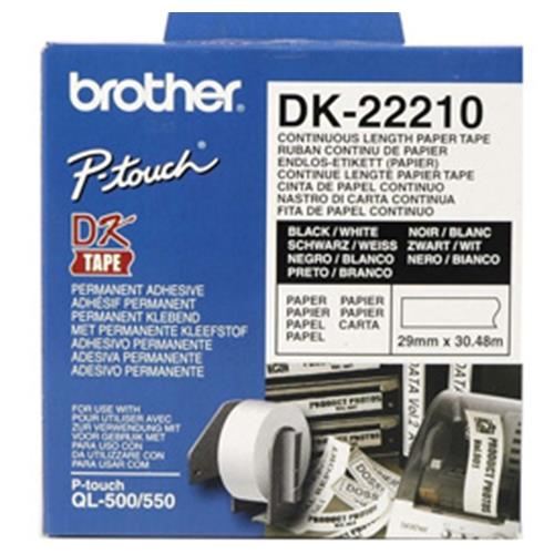 BROTHER DK22210 NASTRO ADESIVO BIANCO STAMPA NERO 29MM X 30.48MT