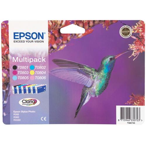 EPSON T0807 MULTIPACK CARTUCCE NERO+CIANO+GIALLO+MAGENTA+CIANO CHIARO+MAGENTA CH