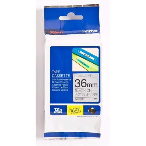 BROTHER TZ-M961 NASTRO 36MM X 8MT COLORE ARGENTO OPACO STAMPA NERO (TZEM961)
