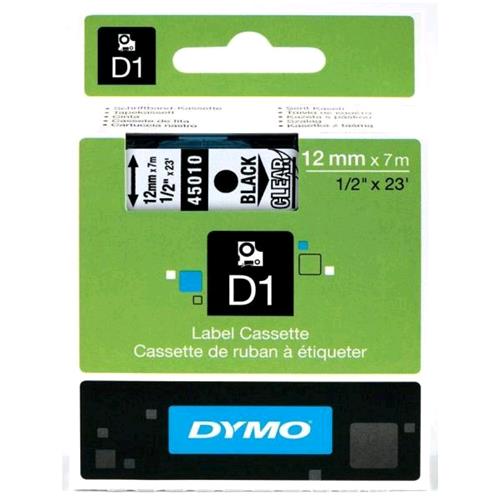 DYMO D1 NASTRO 12MM X 7MT TRASPARENTE STAMPA NERO (S0720500A)