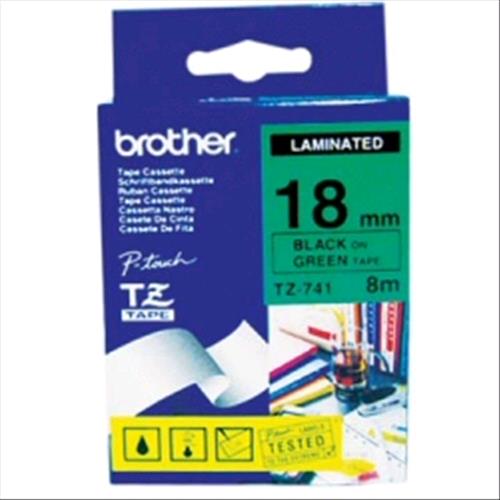 BROTHER TZE741 NASTRO PER STAMPANTE A TRASFERIMENTO TERMICO 18MMx8MT COLORE VERD