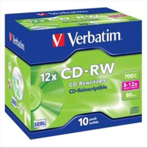 VERBATIM CD-RW 700MB 80 RISCRIV.12X CF.10 XX 43148