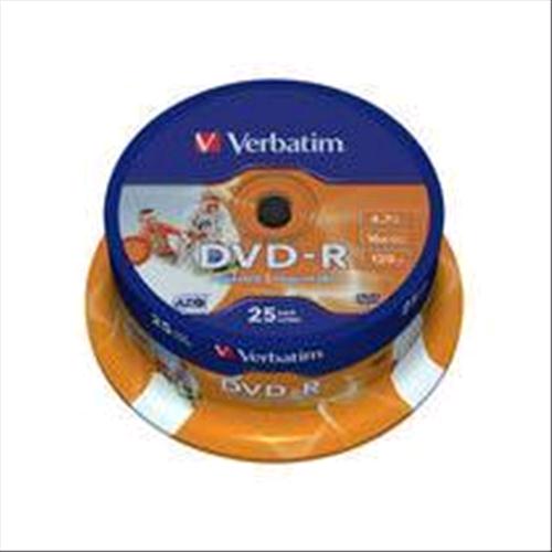 VERBATIM DVD-R 16X 4.7GB PRINTABLE SPINDLE 25 PZ