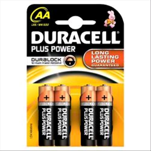 DURACELL PLUS POWER AA MN1500 LR6 BATTERIA STILO ALCALINA CONF 4 Pz.