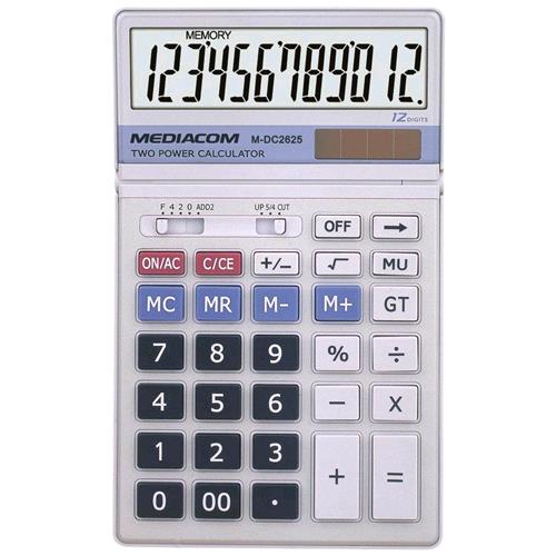 MEDIACOM DC2625 CALCOLATRICE DA TAVOLO 12 CIFRE ALIMENTAZIONE BATTERIA/SOLARE CO