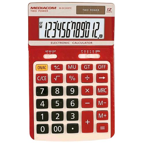 MEDIACOM DC2697C CALCOLATRICE DA TAVOLO 12 CIFRE ALIMENTAZIONE BATTERIA/SOLARE D