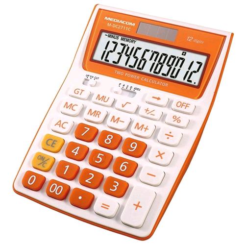 MEDIACOM DC2711C CALCOLATRICE DA TAVOLO 12 CIFRE ALIMENTAZIONE BATTERIA/SOLARE D