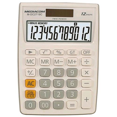 MEDIACOM DC2719C CALCOLATRICE DA TAVOLO 12 CIFRE ALIMENTAZIONE BATTERIA/SOLARE D