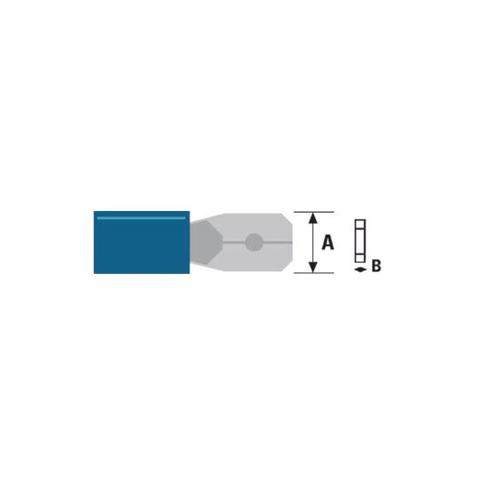 Connettore Fast On 6.3mm Maschio Blu