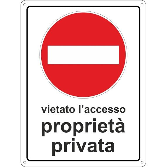 Cartello segnaletico vietato l'accesso proprietà privata 20x30cm