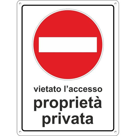 Cartello segnaletico vietato l'accesso proprietà privata 20x30cm